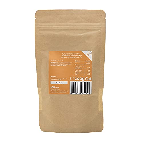 Rheinnatur Semillas de pulgas en polvo finamente molido, orgánico, 99 % de pureza, para ayudar a la digestión, 200 g