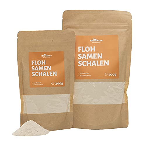 Rheinnatur Semillas de pulgas en polvo finamente molido, orgánico, 99 % de pureza, para ayudar a la digestión, 200 g