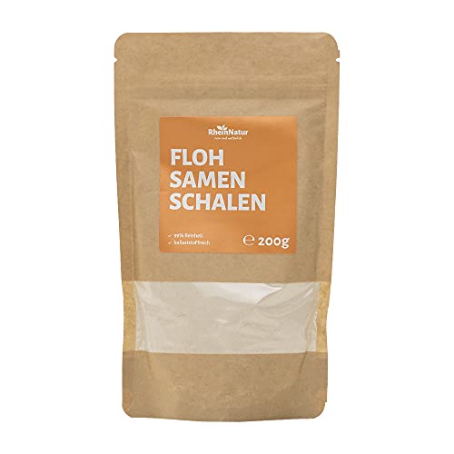Rheinnatur Semillas de pulgas en polvo finamente molido, orgánico, 99 % de pureza, para ayudar a la digestión, 200 g