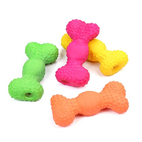 RIsxffp Juguete para perros de mascotas, forma de hueso de cachorro, anti mordeduras, limpiador de dientes divertidos, herramienta de masticación, juguete de látex seguro rosa rojo
