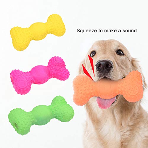RIsxffp Juguete para perros de mascotas, forma de hueso de cachorro, anti mordeduras, limpiador de dientes divertidos, herramienta de masticación, juguete de látex seguro rosa rojo