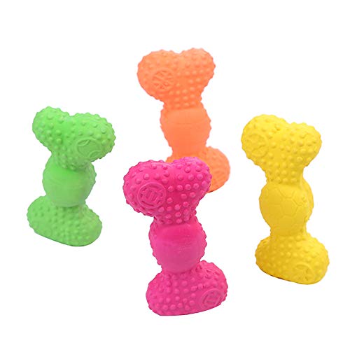 RIsxffp Juguete para perros de mascotas, forma de hueso de cachorro, anti mordeduras, limpiador de dientes divertidos, herramienta de masticación, juguete de látex seguro rosa rojo