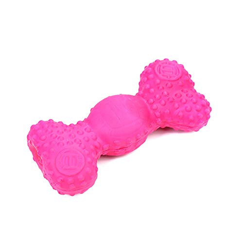 RIsxffp Juguete para perros de mascotas, forma de hueso de cachorro, anti mordeduras, limpiador de dientes divertidos, herramienta de masticación, juguete de látex seguro rosa rojo