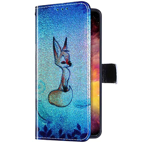 Robinsoni Funda Compatible con Huawei Y5 2018 Funda Libro Billetera Funda Reflejo de Luz Cuero Kickstand Funda Animal Impreso Cartera en Silicone Funda Flip Brillar Lujo Vistoso 360 Grados Funda