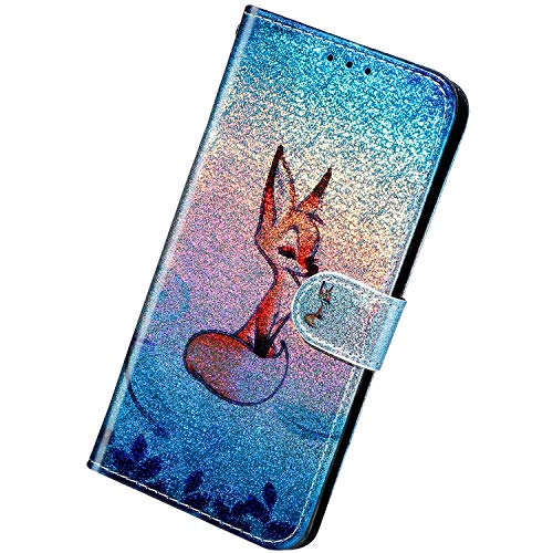 Robinsoni Funda Compatible con Huawei Y5 2018 Funda Libro Billetera Funda Reflejo de Luz Cuero Kickstand Funda Animal Impreso Cartera en Silicone Funda Flip Brillar Lujo Vistoso 360 Grados Funda