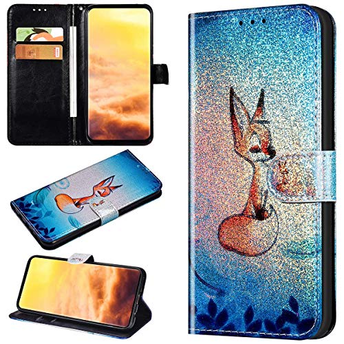 Robinsoni Funda Compatible con Huawei Y5 2018 Funda Libro Billetera Funda Reflejo de Luz Cuero Kickstand Funda Animal Impreso Cartera en Silicone Funda Flip Brillar Lujo Vistoso 360 Grados Funda
