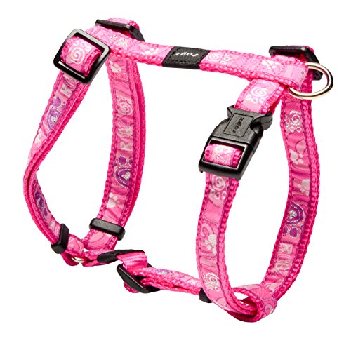 Rogz Disfraz Medio 5/8 "Scooter Ajustable Fashion Diseño de Pata de Perro h-Harness, Rosa