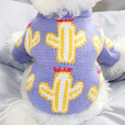 Ropa para mascotas, abrigo, estampado de cactus, suéter de punto, ropa de invierno, lindo gato, ropa cálida para perros pequeños, medianos y ligeramente grandes