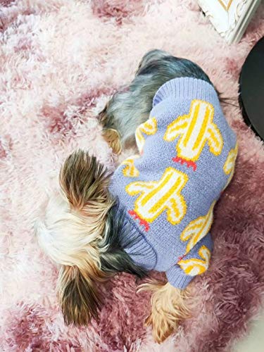 Ropa para mascotas, abrigo, estampado de cactus, suéter de punto, ropa de invierno, lindo gato, ropa cálida para perros pequeños, medianos y ligeramente grandes