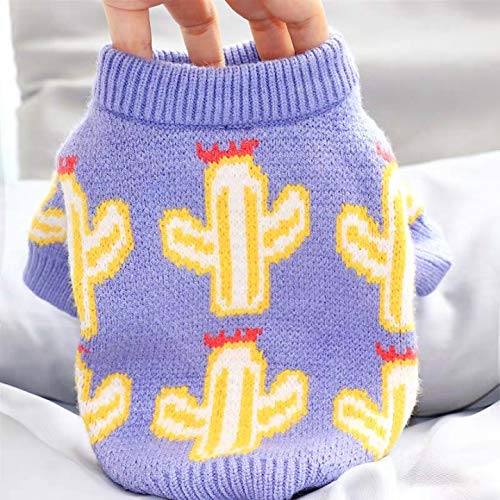 Ropa para mascotas, abrigo, estampado de cactus, suéter de punto, ropa de invierno, lindo gato, ropa cálida para perros pequeños, medianos y ligeramente grandes