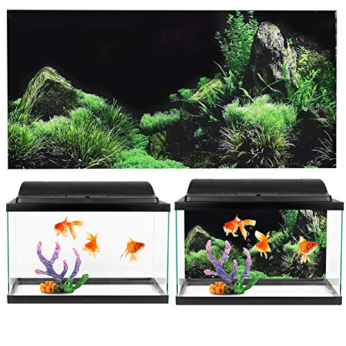 Rosvola Etiqueta engomada del Acuario de la Foto de la Hierba del Agua del Fondo Marino, Etiqueta engomada del Acuario de la Hierba del Agua, para el Tanque de Peces Aquaridum(61 * 40cm)