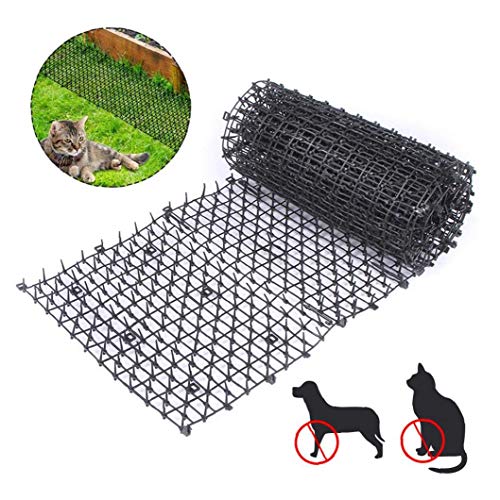RRunzfon Gato de disuasión Mat Gato del jardín tapón Gato Repelente Mat Plana Prickle Perro de excavación de Gaza impedimento para Interior y Exterior Negras MCATs aman los Juguetes Divertidos