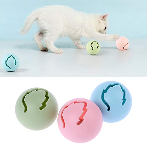 Rtengtunn 3 Piezas/Set Cat Flash Light Ball Catnip Bell Ball Kitten Interactivo Juguetes de Ejercicio