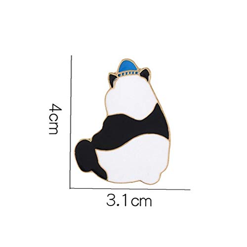 Ruluti Joyería De La Aleación Camisa Linda De La Panda De La Broche De Dril De Algodón Bolsa Salvaje Sombrero Panda Blue Badge