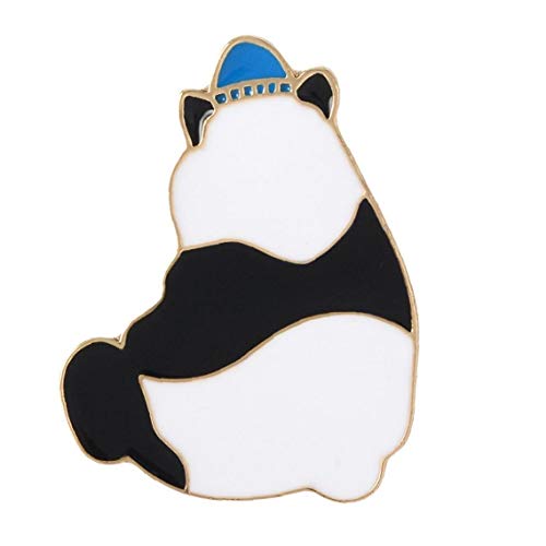 Ruluti Joyería De La Aleación Camisa Linda De La Panda De La Broche De Dril De Algodón Bolsa Salvaje Sombrero Panda Blue Badge