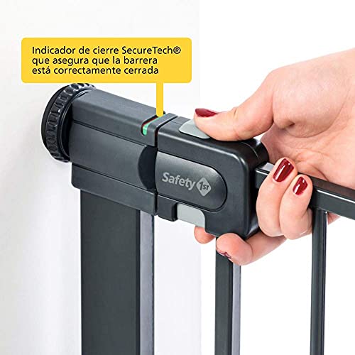 Safety 1st Easy Close Metal Barrera de seguridad niños, metálica para puertas y escaleras,  73- 80 cm sin extensiones (se vende por separado), metal, color negro