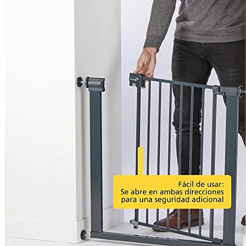 Safety 1st Easy Close Metal Barrera de seguridad niños, metálica para puertas y escaleras,  73- 80 cm sin extensiones (se vende por separado), metal, color negro