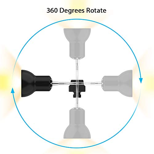 Sailosun Lámpara para Tortuga, UVA de 25W, Dos Basking Iluminación de Calor, Pinza giratoria de 360 Grados y Fuente de alimentación Reptiles Acuario de Tortuga Lagarto