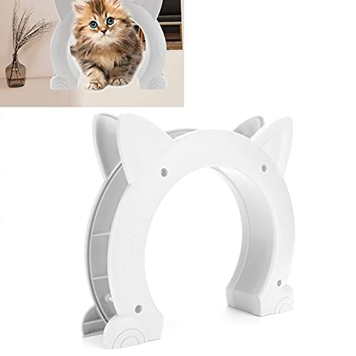 Shanrya Puerta para Gatos, Puerta Pasante para Gatos Resistente Al Desgaste Y Duradera de por Vida para Estudio para el Hogar para Hotel(Blanco)