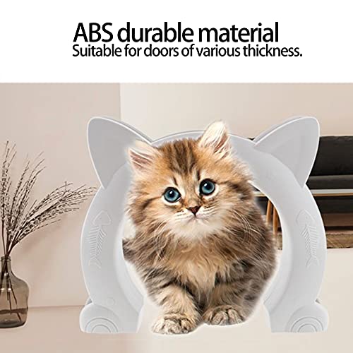 Shanrya Puerta para Gatos, Puerta Pasante para Gatos Resistente Al Desgaste Y Duradera de por Vida para Estudio para el Hogar para Hotel(Blanco)