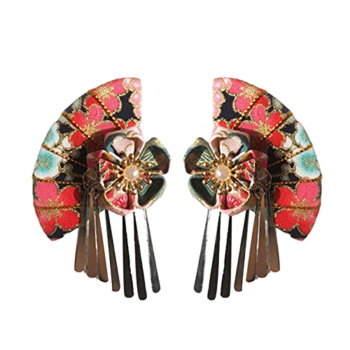 SHINROAD Estilo japonés y flor de cerezo gato y perro tocado Pasadores de pelo para mascotas aleación hermosos clips con borlas negro 2 unids