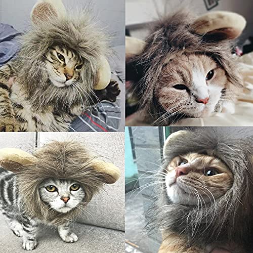 Shuiyuan Pelucas de melena de león para mascotas con orejas lindo divertido tocado de perro para fiestas de cosplay de vacaciones.