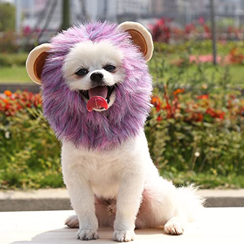 SIQI Dog Lion Mane - Melena de león realista y divertida para perros - Melena de león complementaria para disfraces de perro - Perros de tamaño Peluca de melena de león para perros-Brown||S 28cm