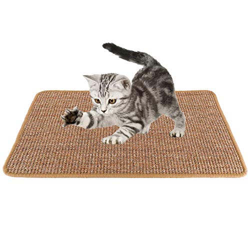 SlowTon Alfombrilla para Rascar Gatos, Almohadilla para raspar de Cuerda Tejida de sisal Natural para Garras de molienda de Gato y Muebles de Alfombra de Alfombra de protección 60*40 cm