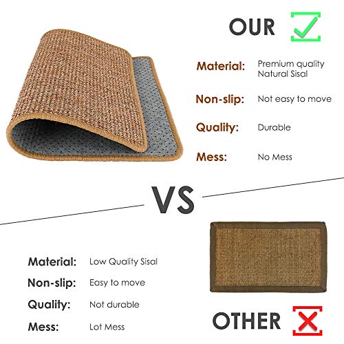 SlowTon Alfombrilla para Rascar Gatos, Almohadilla para raspar de Cuerda Tejida de sisal Natural para Garras de molienda de Gato y Muebles de Alfombra de Alfombra de protección 60*40 cm