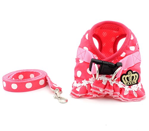 SMALLLEE_LUCKY_STORE Chaleco de malla acolchada con correa ajustable para perros y gatos, color rosa XL