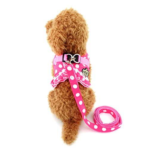 SMALLLEE_LUCKY_STORE Chaleco de malla acolchada con correa ajustable para perros y gatos, color rosa XL