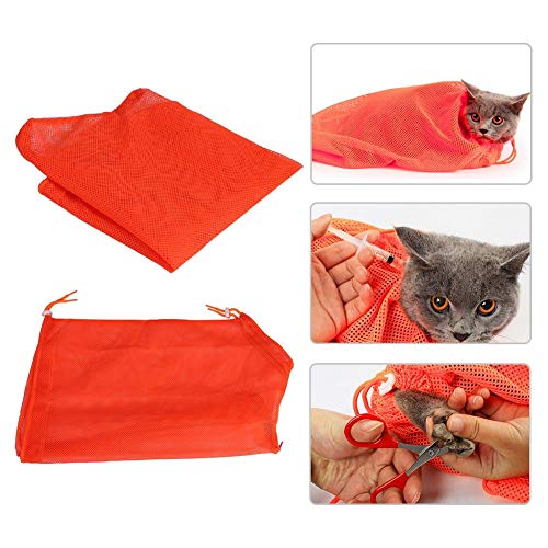 Smandy Bolsa de Aseo para Gatos, 5 Colores Bolsa de baño Multifuncional para Mascotas Bolsa de retención para Gatos Bolsa de Malla Transpirable para el baño de uñas Recorte Limpieza de Orejas(Rosado)