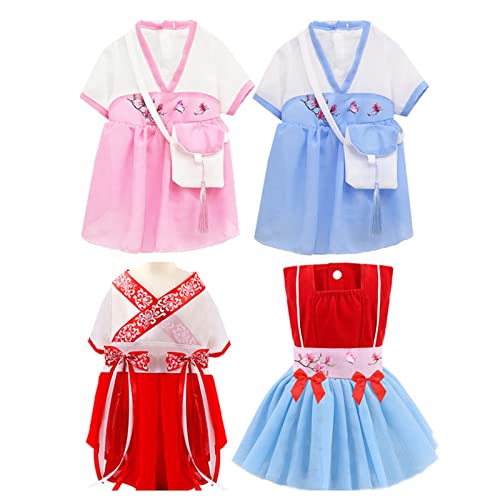 Sonoaud Primavera Verano Moda Estilo Chino algodón Gato Perro Dos Patas Vestido Mascota Azul XL
