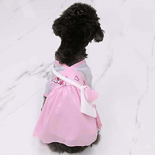 Sonoaud Primavera Verano Moda Estilo Chino algodón Gato Perro Dos Patas Vestido Mascota Azul XL