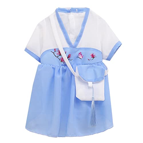 Sonoaud Primavera Verano Moda Estilo Chino algodón Gato Perro Dos Patas Vestido Mascota Azul XL