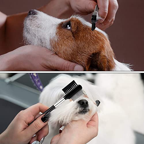 Sraeriot Pet OJE TEP CHOPE Pet TEAGE MANEZA Remover PEH PEAD Grooming Cepillo de Doble Cara para un Perro de Gato pequeño Eliminación de la Corteza Mucus Black Herramienta para Las Mascotas