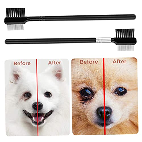 Sraeriot Pet OJE TEP CHOPE Pet TEAGE MANEZA Remover PEH PEAD Grooming Cepillo de Doble Cara para un Perro de Gato pequeño Eliminación de la Corteza Mucus Black Herramienta para Las Mascotas