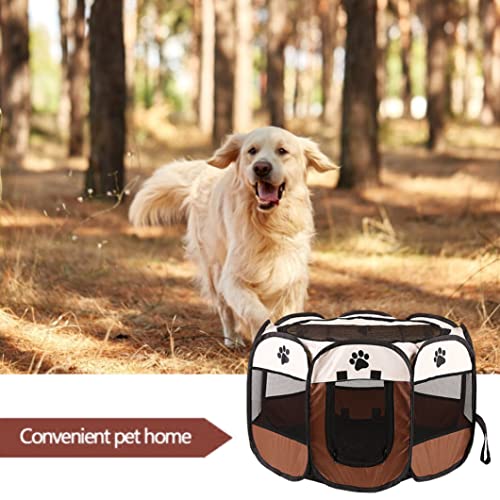 Sraeriot Pey Playpen Portátil Plegable Caja DE Caja DE CARAJE DE Perras PERIENTE PERIFICA PERIFICA DE PERIZA DE PERIZA 73X73X43CM Café, Pantera de Mascotas