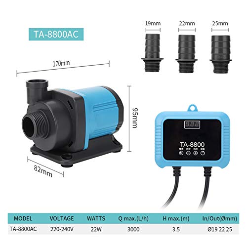 Sumergible Variable Variable Pescado Estanque Exchange Aquarium Sumersible Bomba Hight Cycle Flow Water High Power Pump Boat Bomba Controlable Para el estanque de acuarios. ( Colore : TA 8800AC 16W )