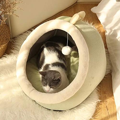 Sweet Cat Bed - Cesta para mascotas cálida y acogedora, cojín para casa de gato, tienda de campaña muy suave para perros pequeños, para cuevas lavables, camas L (48 x 45 x 37 cm)