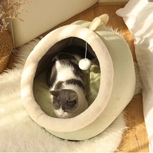 Sweet Cat Bed Warm Pet Basket Acogedor Gatito Tumbona Cojín Cat Bed Carpa Suave Adecuado para Pequeño Perro Estera Bolsa Casa Cueva para Gatos-Amarillo,M (40CMx40CMx32CM),China