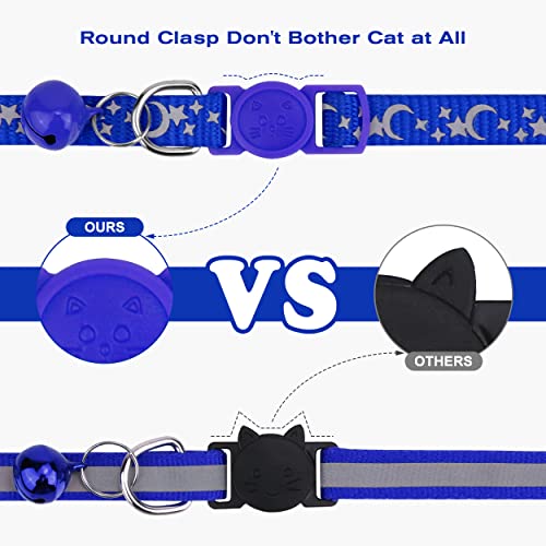 TagME Collar de Gato Personalizado de 2 Piezas, Collares de Gatito Reflectantes con Campanas y Hebilla Segura de liberación rápida, para Cachorro Gato, Azul Oscuro