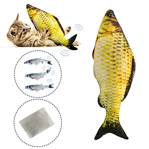 tanbea-ES Juguete eléctrico para Gatos con Peces en Movimiento - Simulación de Peces eléctricos para muñecas - Juguete para Gatos - Juguete para Gatos con pez Flojo con Hierba gatera para Jugar