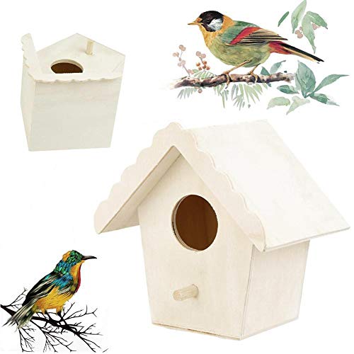 TAOYUN Casa de Madera para pájaros, casa para pájaros, Nido de pájaro Colgante sin terminar con Lazo, decoración de jardín para el hogar, Adornos para el jardín, Regalos para Amantes del jardín