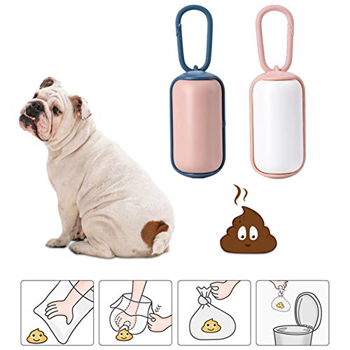 Teeyyui Dispensador de Bolsas de Caca para Perros, Bolsas Excrementos De Caca De Perro Al Aire Libre, Dispensador Portátil de Bolsas de Caca para Mascotas (Azul y Blanco)