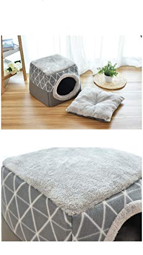thematys Cueva del Gato I Cama para Gatos con Cojines Extra I Casa para Gatos Plegable I Cueva Convertible I Portátil y Resistente a los arañazos (Style 3, L (35 x 33 x 30 cm))
