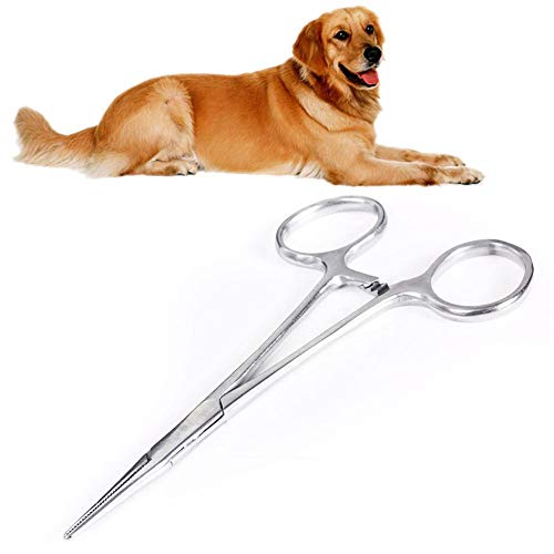 Tijera De Barba Tijeras Peluqueria Canina El Pelo de la Nariz Tijeras Tijeras de Aseo para Perros para Orejas Aseo de Mascotas Pinza hemostática Straight,14cm