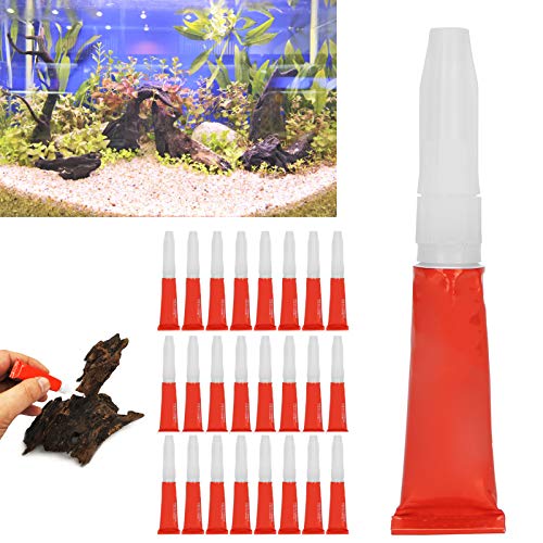 Tnfeeon 25 Piezas Acuario Acuario Paisaje Plantas Hierba Adhesivo Pegamento instantáneo pecera Accesorio