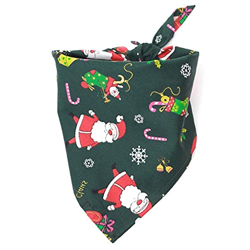 U-M Pañuelo de Navidad para mascotas con patrón de Papá Noel bufanda roja verde perro Bandana gato collar babero