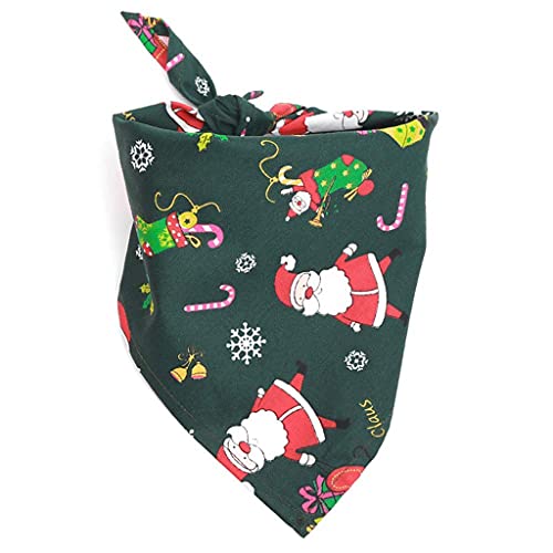 U-M Pañuelo de Navidad para mascotas con patrón de Papá Noel bufanda roja verde perro Bandana gato collar babero